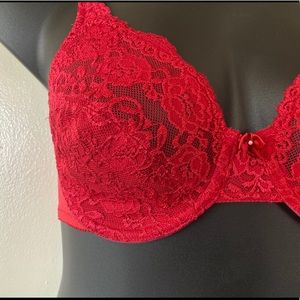 Red Lace Full Coverage Bra